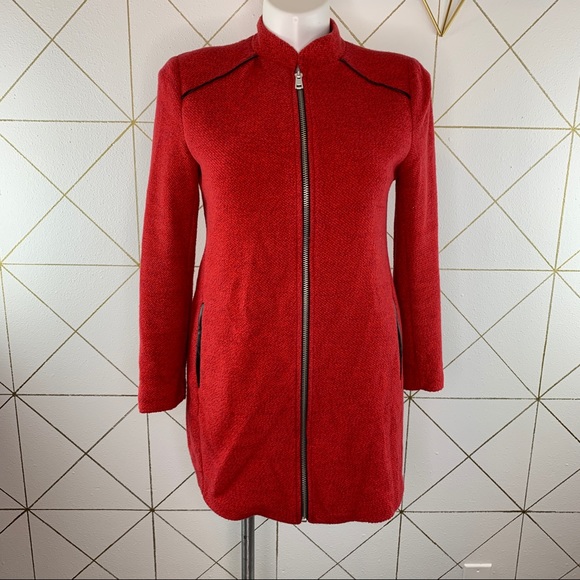 Stradivarius Women’s Faux Leather Accent Overcoat - Picture 1 of 11